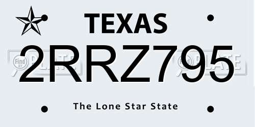 2RRZ795 Texas License Plate