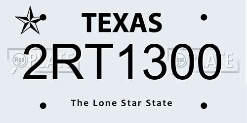 2RT1300 Texas License Plate