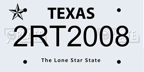 2RT2008 Texas License Plate