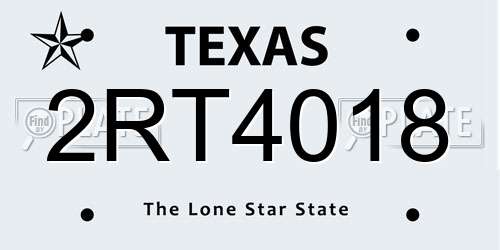 2RT4018 Texas License Plate