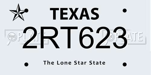 2RT623 Texas License Plate