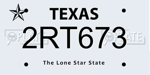 2RT673 Texas License Plate