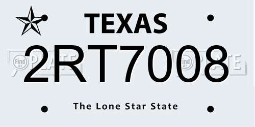 2RT7008 Texas License Plate