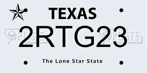 2RTG23 Texas License Plate