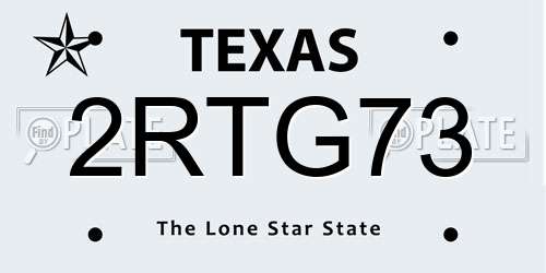 2RTG73 Texas License Plate