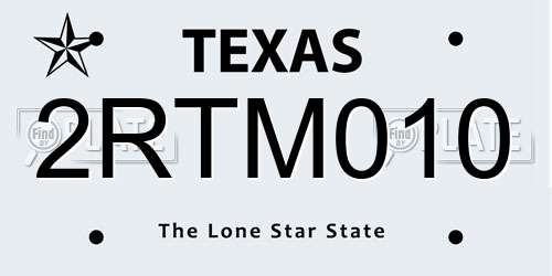 2RTM010 Texas License Plate