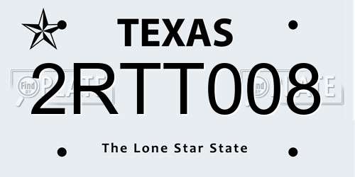 2RTT008 Texas License Plate