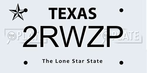 2RWZP Texas License Plate