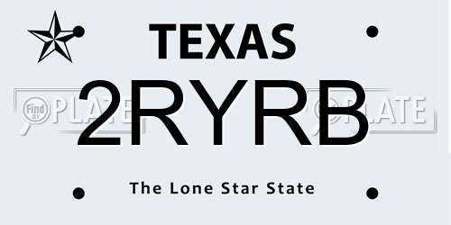 2RYRB Texas License Plate