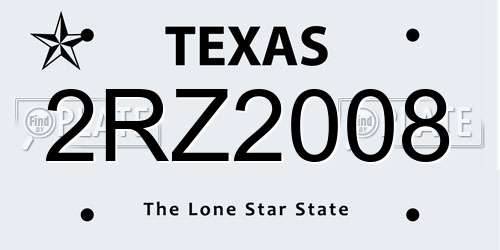 2RZ2008 Texas License Plate