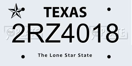 2RZ4018 Texas License Plate