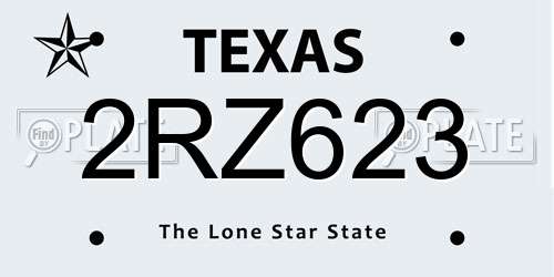 2RZ623 Texas License Plate