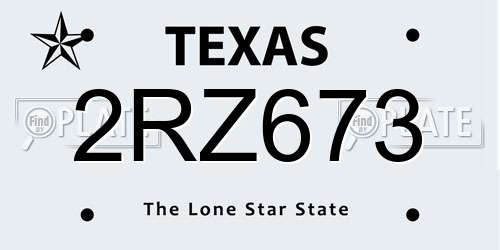 2RZ673 Texas License Plate