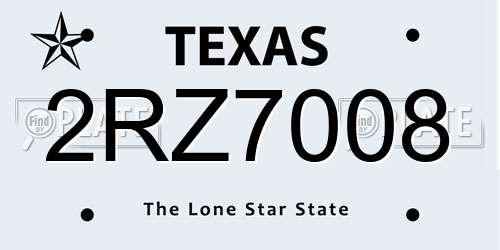 2RZ7008 Texas License Plate