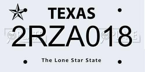 2RZA018 Texas License Plate