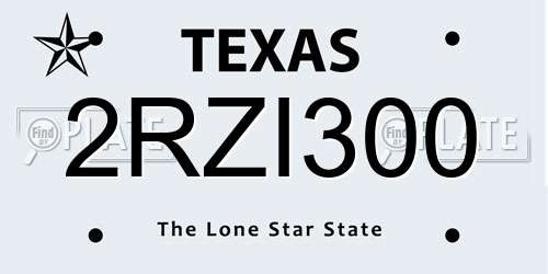 2RZI300 Texas License Plate