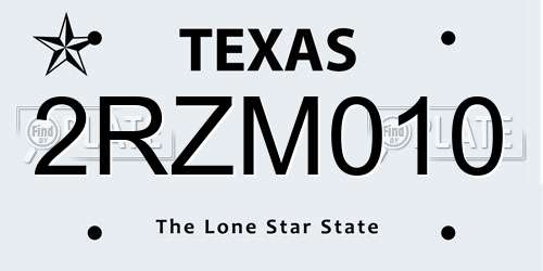 2RZM010 Texas License Plate