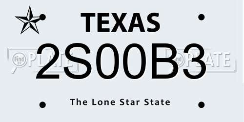 2S00B3 Texas License Plate