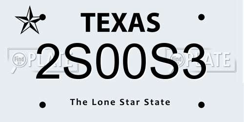 2S00S3 Texas License Plate