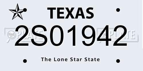 2S01942 Texas License Plate