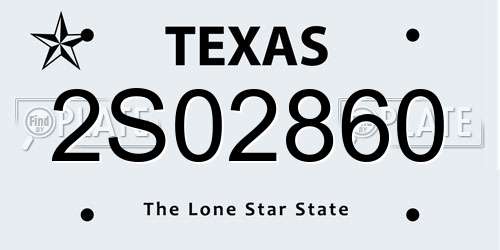 2S02860 Texas License Plate