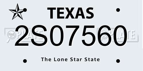 2S07560 Texas License Plate