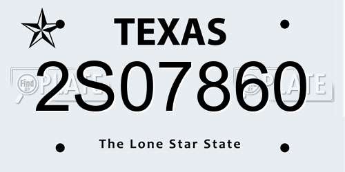 2S07860 Texas License Plate