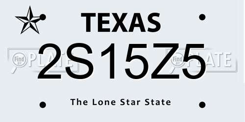 2S15Z5 Texas License Plate