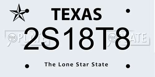 2S18T8 Texas License Plate