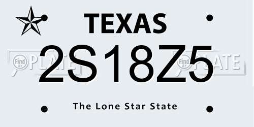 2S18Z5 Texas License Plate