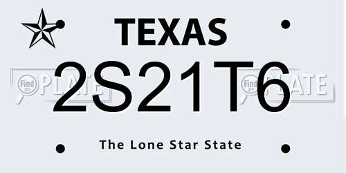 2S21T6 Texas License Plate