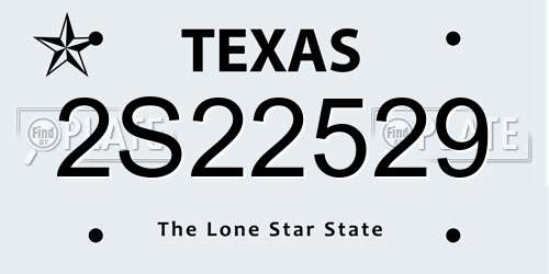 2S22529 Texas License Plate