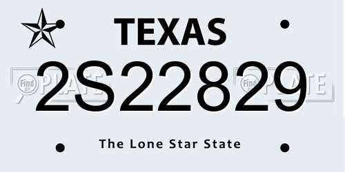 2S22829 Texas License Plate