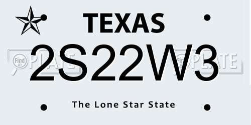 2S22W3 Texas License Plate