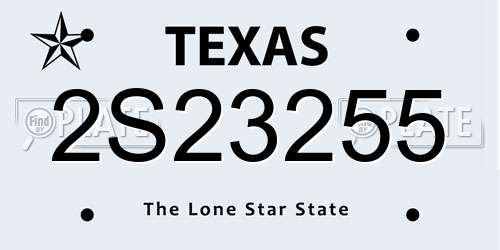 2S23255 Texas License Plate