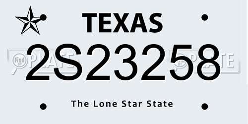 2S23258 Texas License Plate