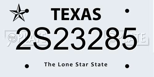 2S23285 Texas License Plate