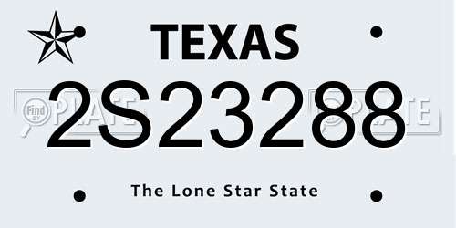 2S23288 Texas License Plate