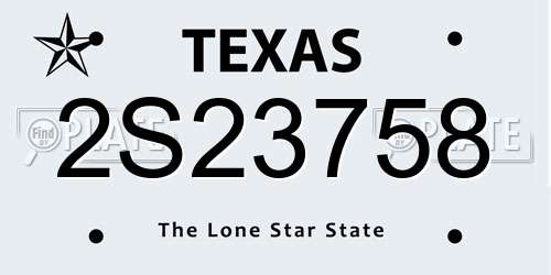 2S23758 Texas License Plate