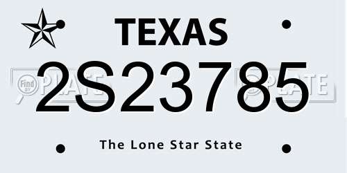 2S23785 Texas License Plate