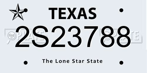 2S23788 Texas License Plate