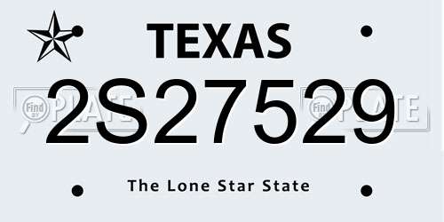 2S27529 Texas License Plate