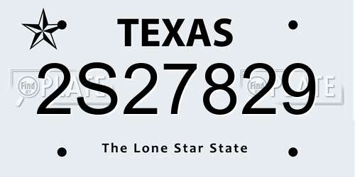2S27829 Texas License Plate