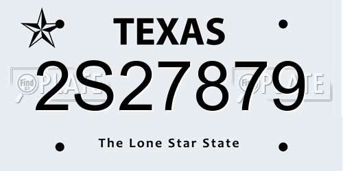 2S27879 Texas License Plate