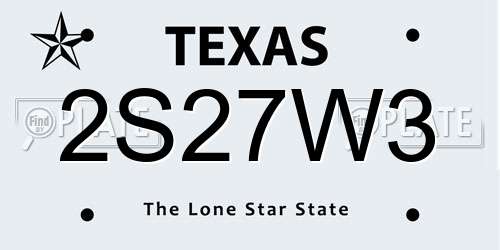 2S27W3 Texas License Plate