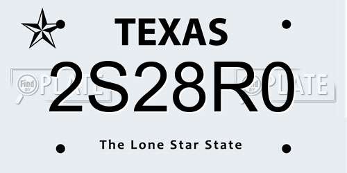 2S28R0 Texas License Plate