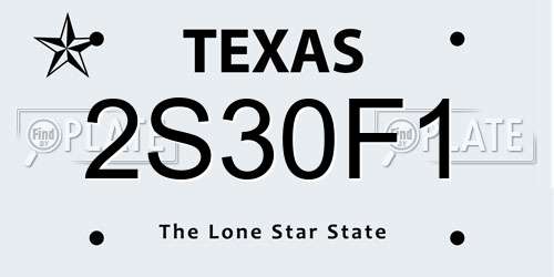 2S30F1 Texas License Plate