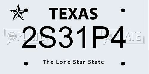 2S31P4 Texas License Plate