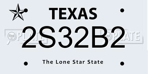 2S32B2 Texas License Plate