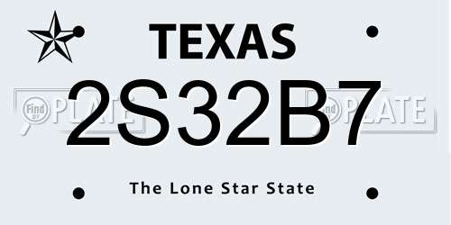 2S32B7 Texas License Plate